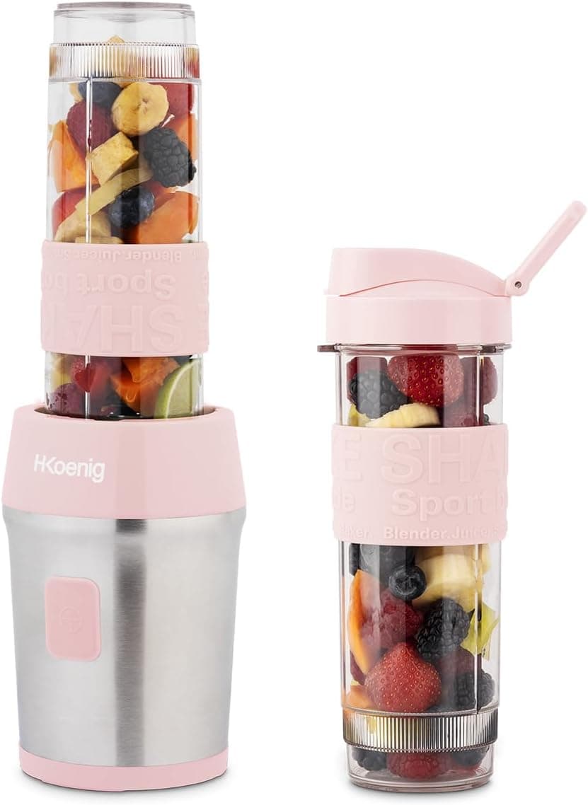H.Koenig Mini Smoothie Maker 570mL SMOO12 BPA-Free - Powerful 300W, Pastel Pink - https://m.media-amazon.com/images/I/519N6hpQ-mL._AC_SL1200_.jpg