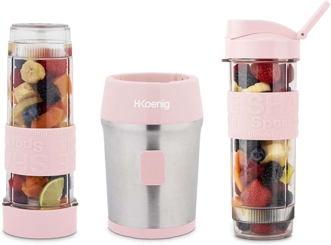 H.Koenig Mini Smoothie Maker 570mL SMOO12 BPA-Free - Powerful 300W, Pastel Pink - https://m.media-amazon.com/images/I/61rAvAfNN7L._AC_SL1200_.jpg