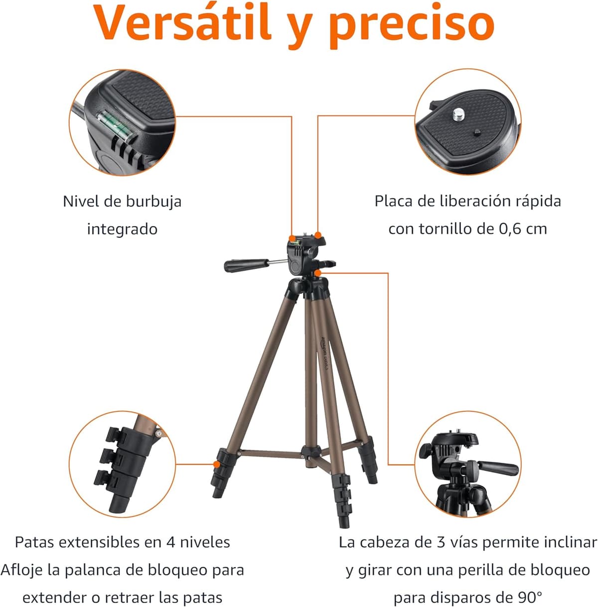 Amazon Basics 127cm Camera Tripod, Lightweight and Adjustable for DSLR - https://m.media-amazon.com/images/I/71q0O1l+pFL._AC_SL1500_.jpg