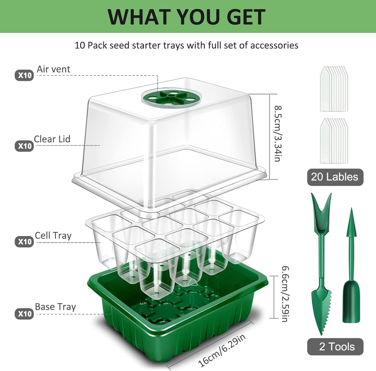 YAUNGEL Seed Germination Tray, 10 Pieces 120 Cells for Cultivation - https://m.media-amazon.com/images/I/71tTGlJ7fPL._AC_SL1500_.jpg