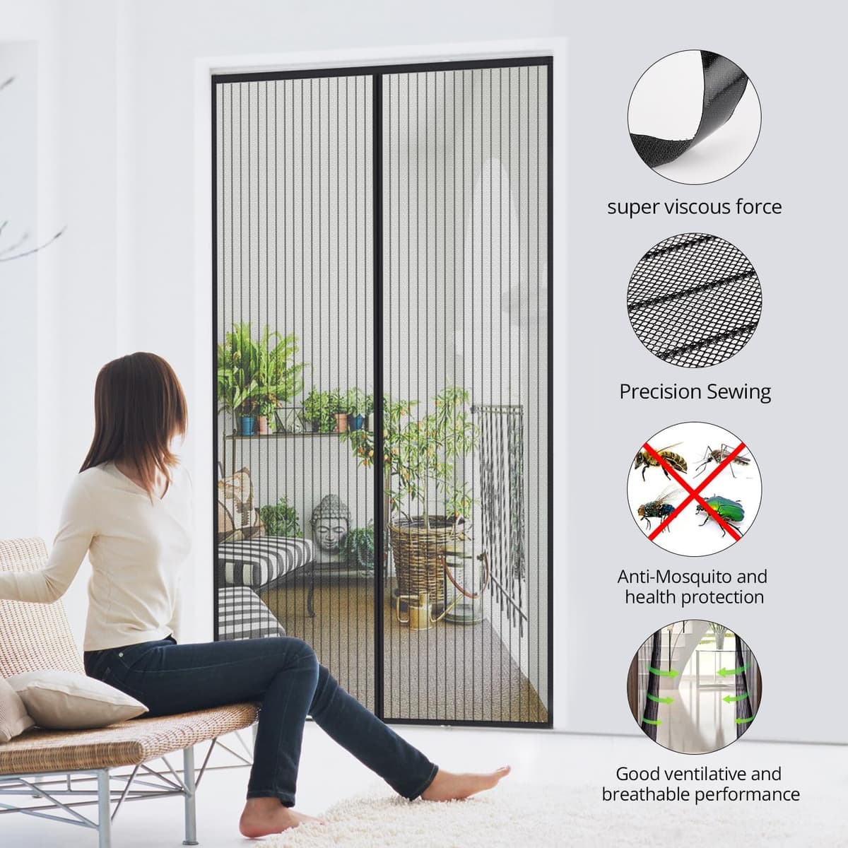 MYCARBON Magnetic Mosquito Curtain for Sliding Doors - 60x180 cm