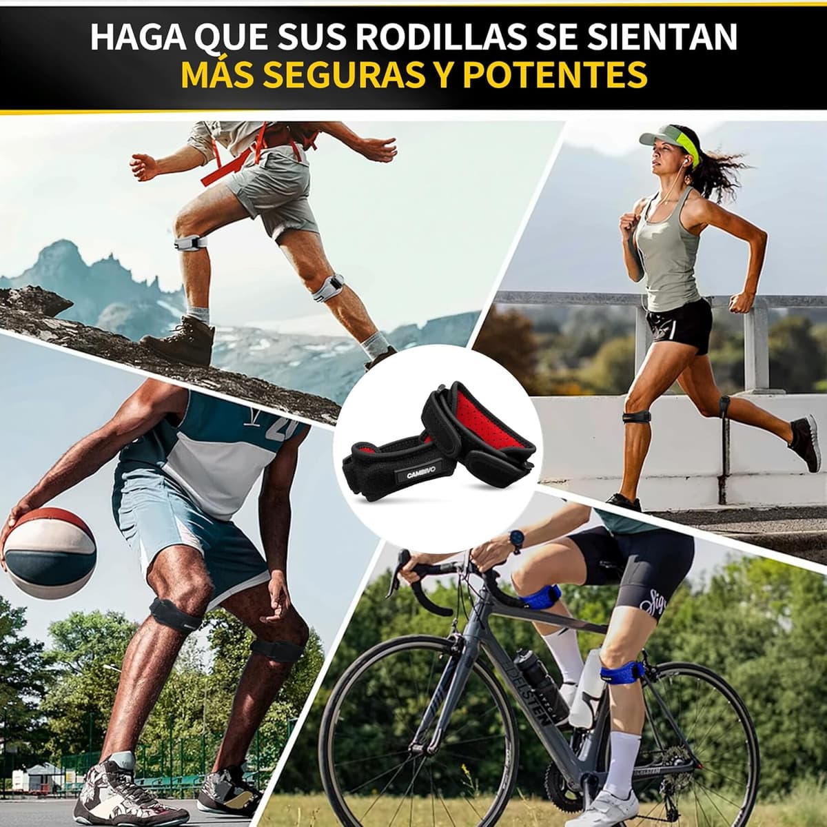 CAMBIVO Adjustable Knee Braces x2, Tendon Support and Knee Stabilization